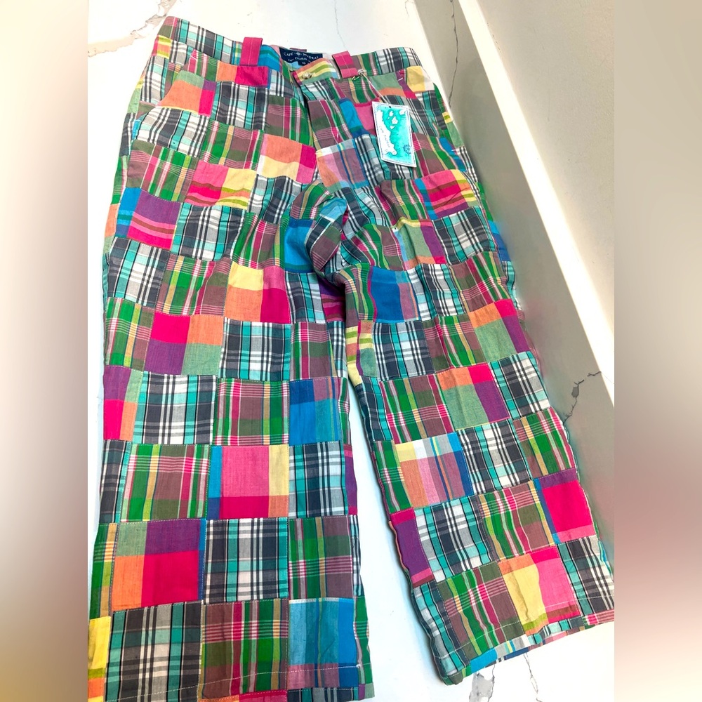 CAPE MADRAS Patchwork Madras Print Capri Pant size 10 NWT